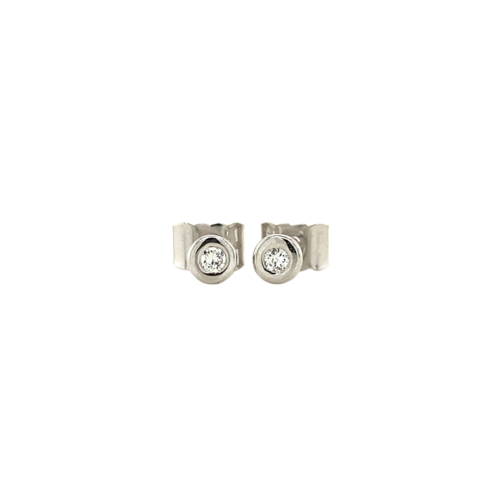 White gold solitaire ear studs with diamond 18 krt * new