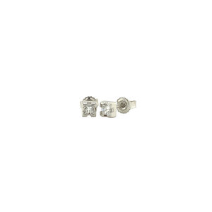 White gold ear studs with diamond 18 krt