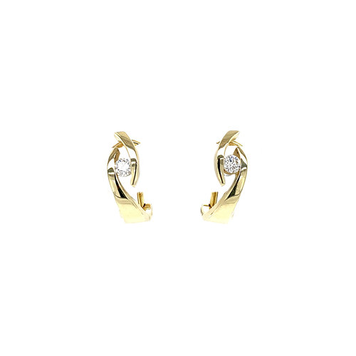 Gold earrings with diamond 14 krt