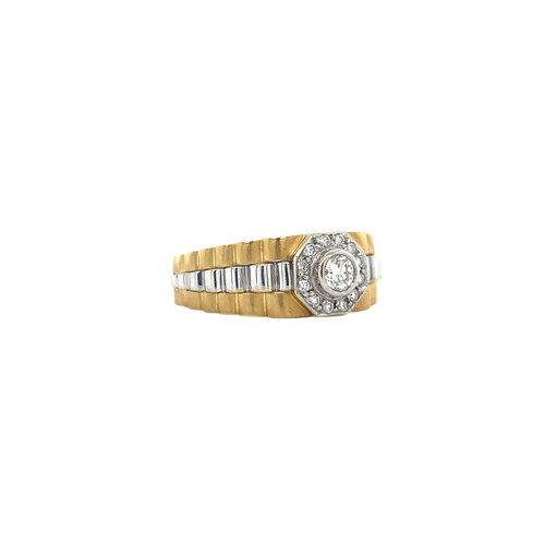 Bicolour gold ring with diamond 18 crt