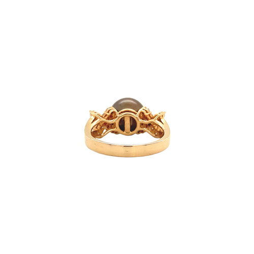 Rose gold ring with diamond and pearl 18 crt
