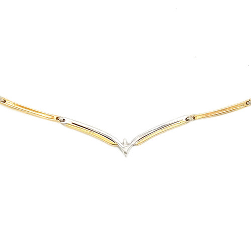 Halsband aus zweifarbigem Gold mit Diamant 14 krt