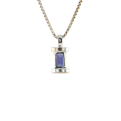 White gold pendant with sapphire and diamond 18 crt