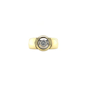Bicolour gold ring with diamond 14 crt