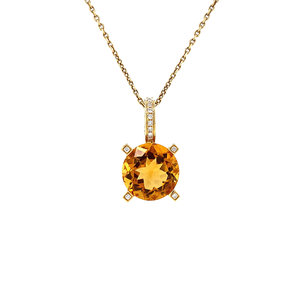 Gold pendant with diamond and citrine 18 crt