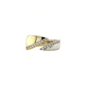 Bicolour gold ring with zirconia 14 krt