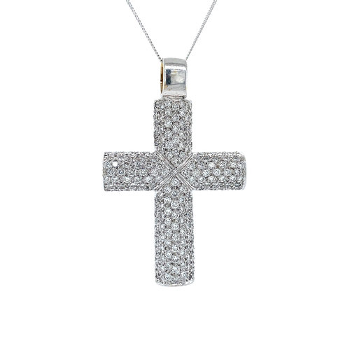 White gold cross pendant with diamond 14 crt