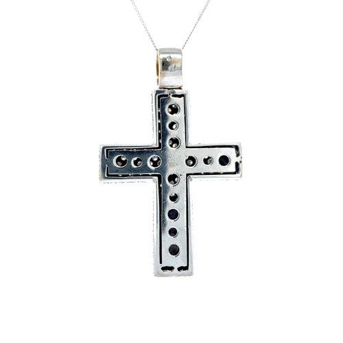 White gold cross pendant with diamond 14 crt