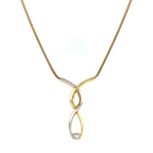Gouden slang collier met diamant 42.5 cm 18 krt