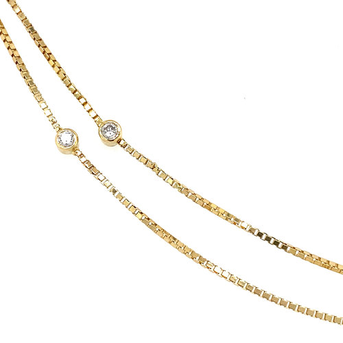Goldene Halskette Venetian mit Diamant 40,5 cm 18 ct