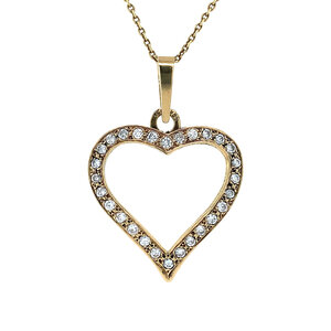 Gold pendant heart with diamond 14 krt