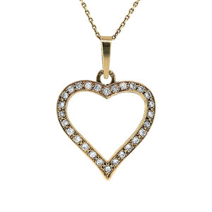 Gouden hanger hart met diamant 14 krt
