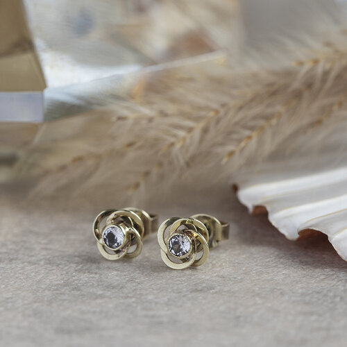 Gold earrings with zirconia 14 krt