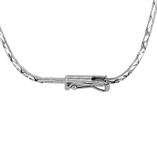 Witgouden choker met diamant en parel 40 cm 14 krt