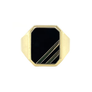 Gold-Siegelring mit Onyx 14 Karat