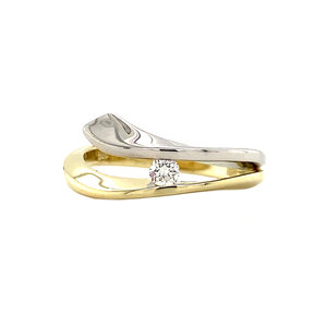 Bicolor-Goldring mit Diamant 14 Karat