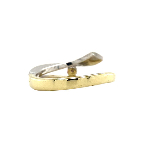 Bicolour gold ring with diamond 14 crt