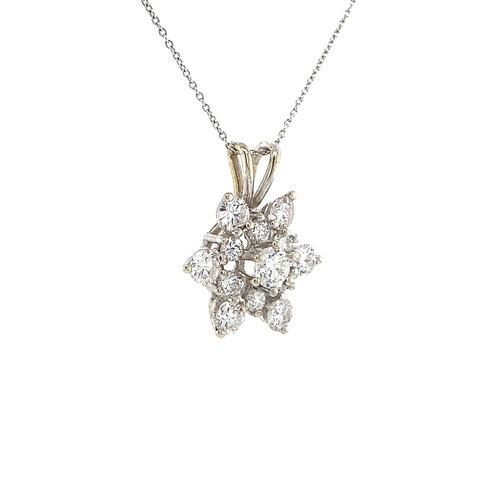 White gold entourage pendant with diamond 14 crt