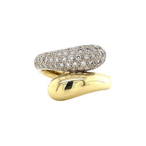 Bicolour gold ring with diamond 14 crt