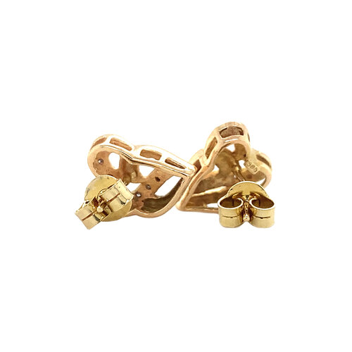 Gold heart stud earrings with diamond 14 krt