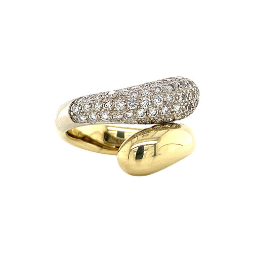 Bicolour gold ring with diamond 14 crt