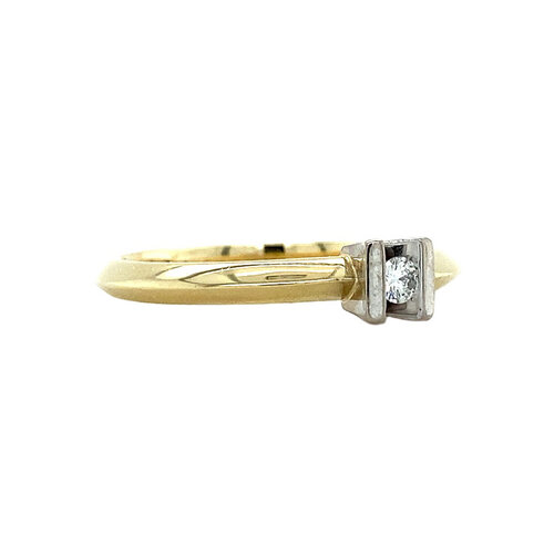 Bicolour gouden ring met diamant 14 krt