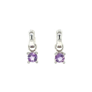 White gold earrings with diamond and amethyst 14 crt