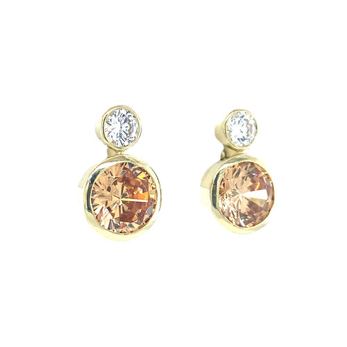 Gold ear studs with zirconia 14 krt