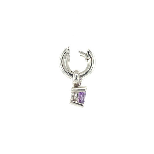 White gold earrings with diamond and amethyst 14 crt