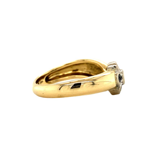 Gouden ring met diamant en saffier 18 krt