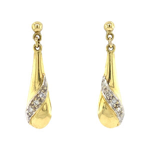 Gold stud earrings with pendant 14 crt