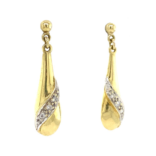 Gold stud earrings with pendant 14 crt