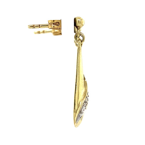 Gold stud earrings with pendant 14 crt