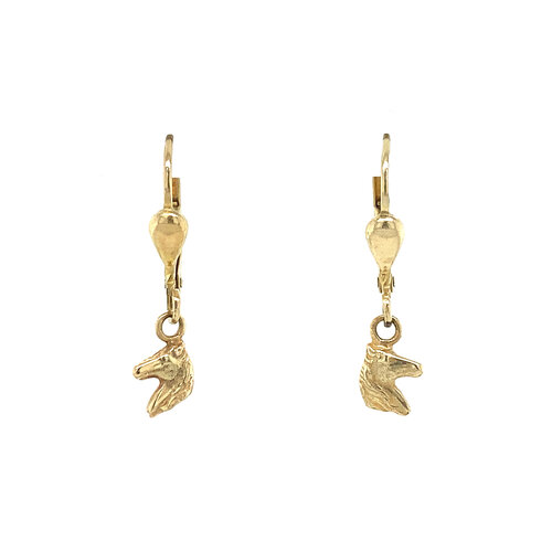 Gold children's earrings horse 14 crt* new