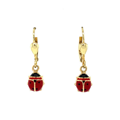 Gold children's earrings ladybug 14 crt* new