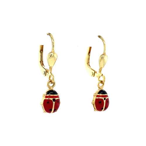 Gold children's earrings ladybug 14 crt* new