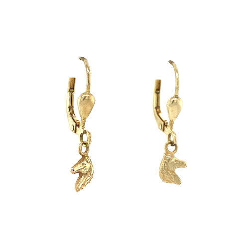 Gold children's earrings horse 14 crt* new