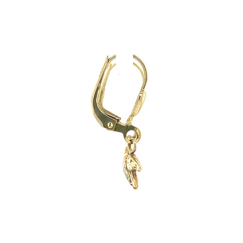 Gold children's earrings horse 14 crt* new