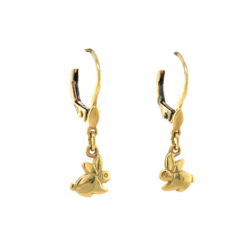 Gold children's earrings rabbit 14 crt* new