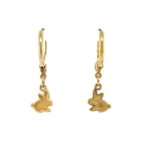 Gold children's earrings rabbit 14 crt* new