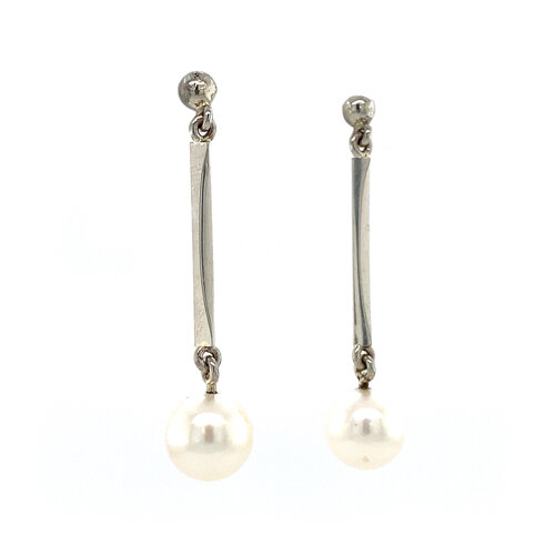 White gold ear jewelry with pearl 14 kt