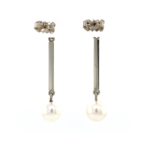 White gold ear jewelry with pearl 14 kt