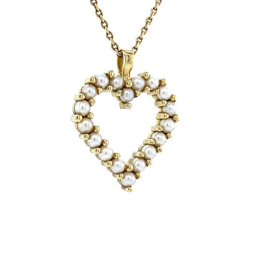 Gold heart pendant with pearl 14 crt* new