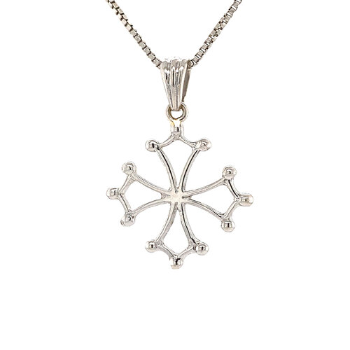 White gold Cathar cross 18 kt