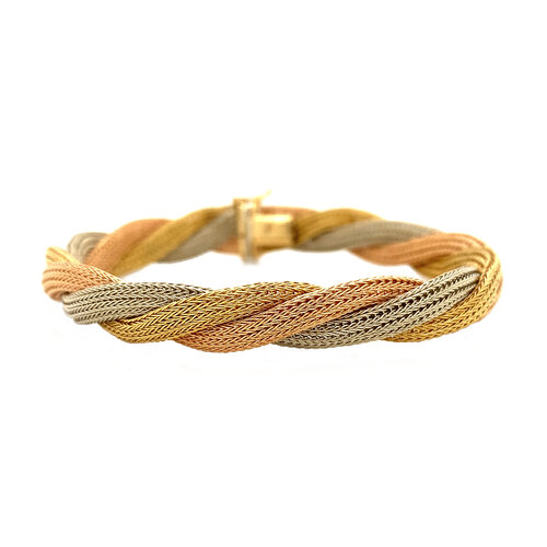 Tricolor gold bracelet 18 crt