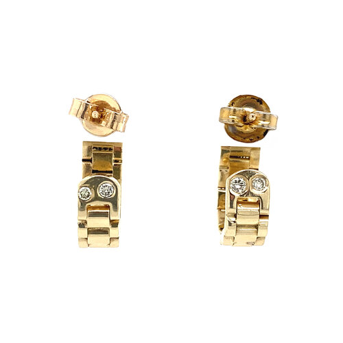 Gold rolex stud earrings with diamond 14 crt