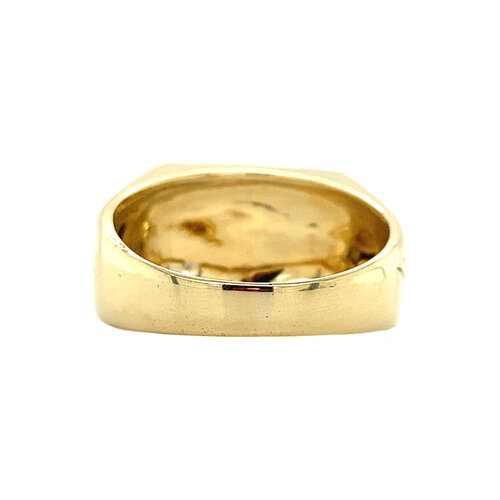 Tricolour gouden zegelring met zirkonia 14 krt