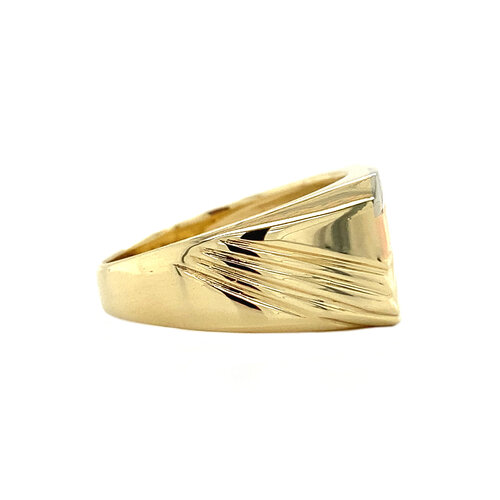 Tricolour gold signet ring with zirconia 14 crt
