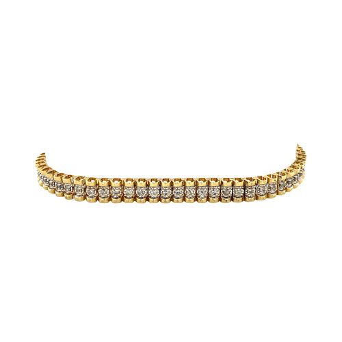 Gold tennis bracelet with diamond 14 crt