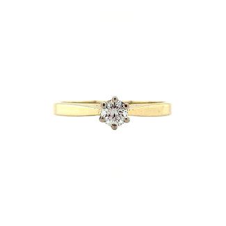 Gold solitaire ring with diamond 14 crt